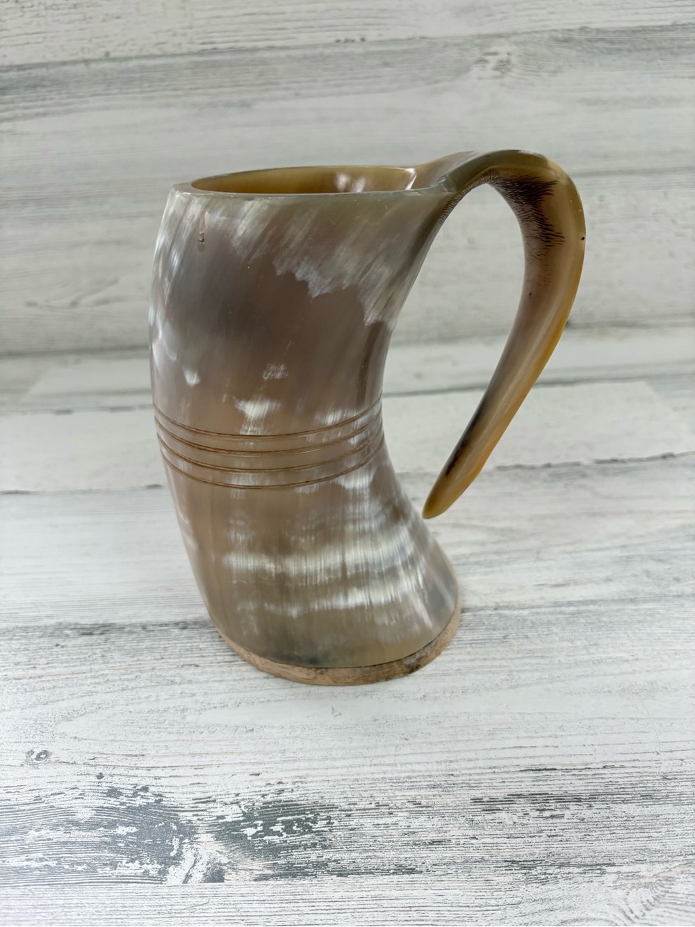 Viking Culture Horn Ale Mug Wood Bottom 6.25” Height